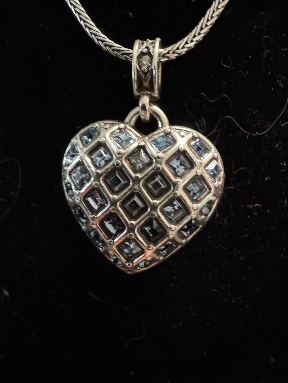 Brighton Silver Heart Pendant Necklace with Blue Gemstones